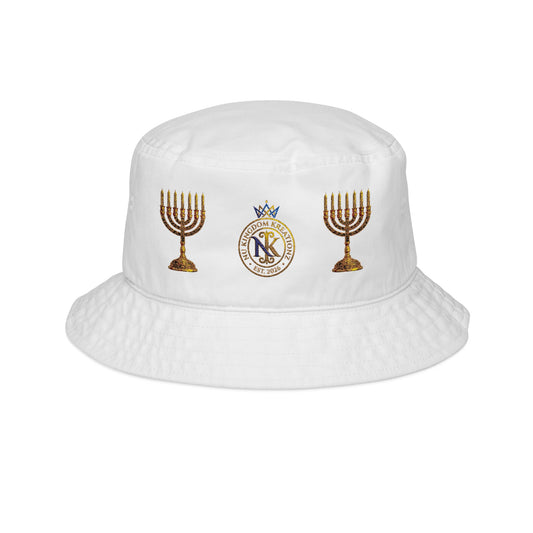 Nu Kingdom Kreationz & Apparel Menorah Bucket Hat — Hanukkah Dreidel & Menorah Embroidered Hat