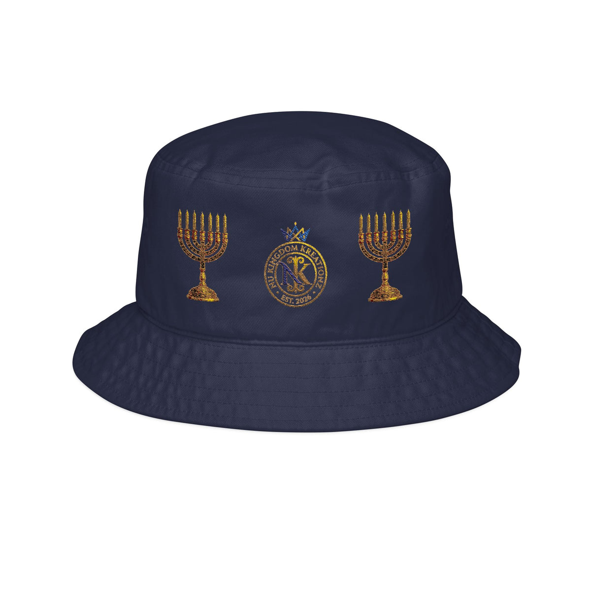 Nu Kingdom Kreationz & Apparel  Menorah Bucket Hat — Hanukkah Dreidel & Menorah Embroidered Hat
