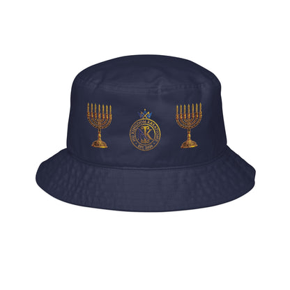 Nu Kingdom Kreationz & Apparel  Menorah Bucket Hat — Hanukkah Dreidel & Menorah Embroidered Hat