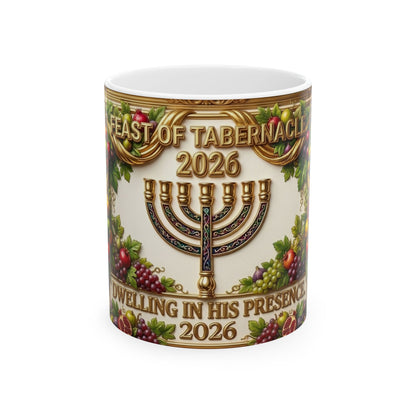 Feast of Tabernacles 2026 Ceramic Mug — 'Dwelling in His Presence' Menorah Design