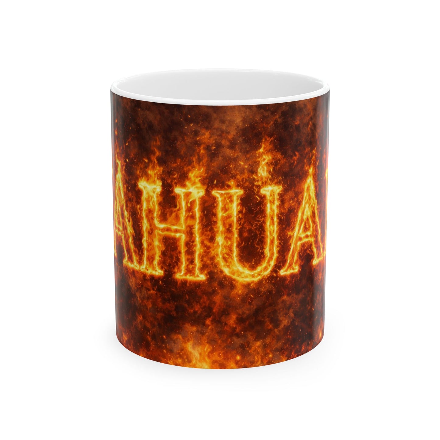 Flaming Name Ceramic Mug – Fiery Text Design (11oz & 15oz)