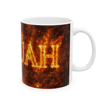 Flaming Name Ceramic Mug – Fiery Text Design (11oz & 15oz)