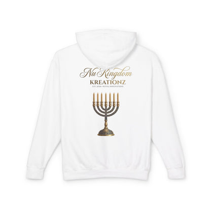 Hoodie - Nu Kingdom Kreationz Logo & Menorah Lightweight Hooded Sweatshirt