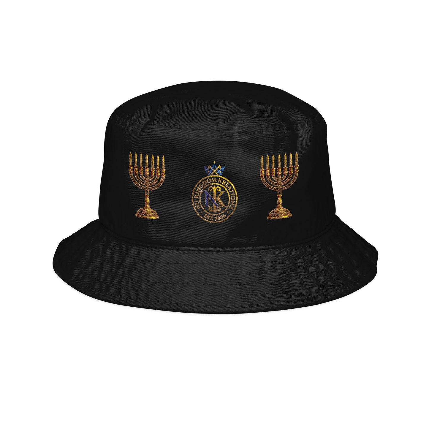 Nu Kingdom Kreationz & Apparel  Menorah Bucket Hat — Hanukkah Dreidel & Menorah Embroidered Hat
