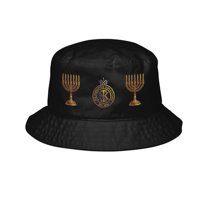 Nu Kingdom Kreationz & Apparel  Menorah Bucket Hat — Hanukkah Dreidel & Menorah Embroidered Hat