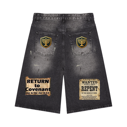 Nu Kingdom Kreationz & Apparel Men’s Vintage Wash Wide Leg Denim Shorts