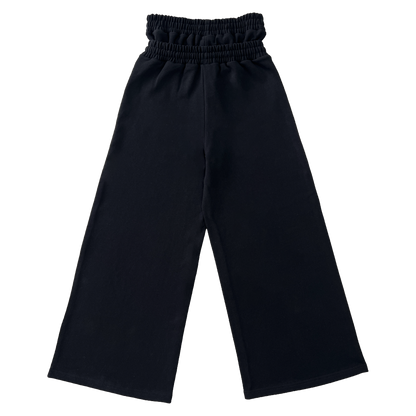 Market Crash Streetwear Double Waisted Sweatpants Wide Leg French Terry 420GSM Black Cotton