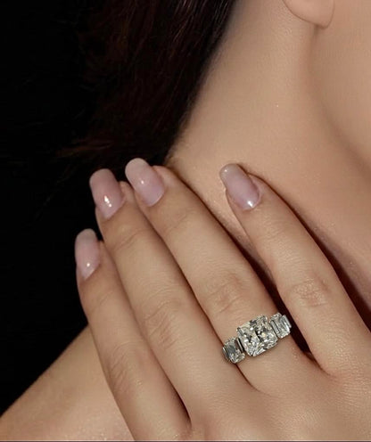 RG206W B.Tiff Tension 2 ct Cushion Cut with Emeralds Engagement Ring