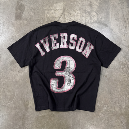 Basketball Black Tee Regular Fit Streetwear 76ers Unisex AI Iverson Short Sleeve 220GSM